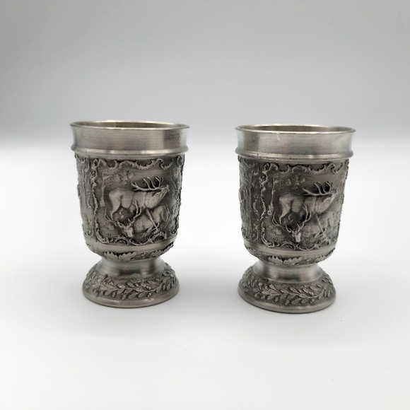 2 Sks Zinn Pewter shot glasses - Vintage - Picture 3 of 13